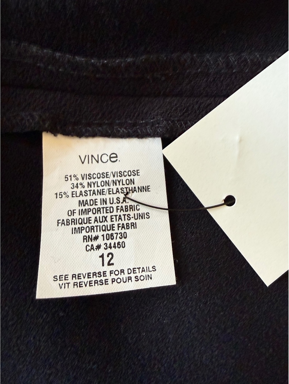 Vince Black Stretch Knit Sheath Dress Sleeveless V-Neck Size 12 Made in USA - Picture 6 of 7